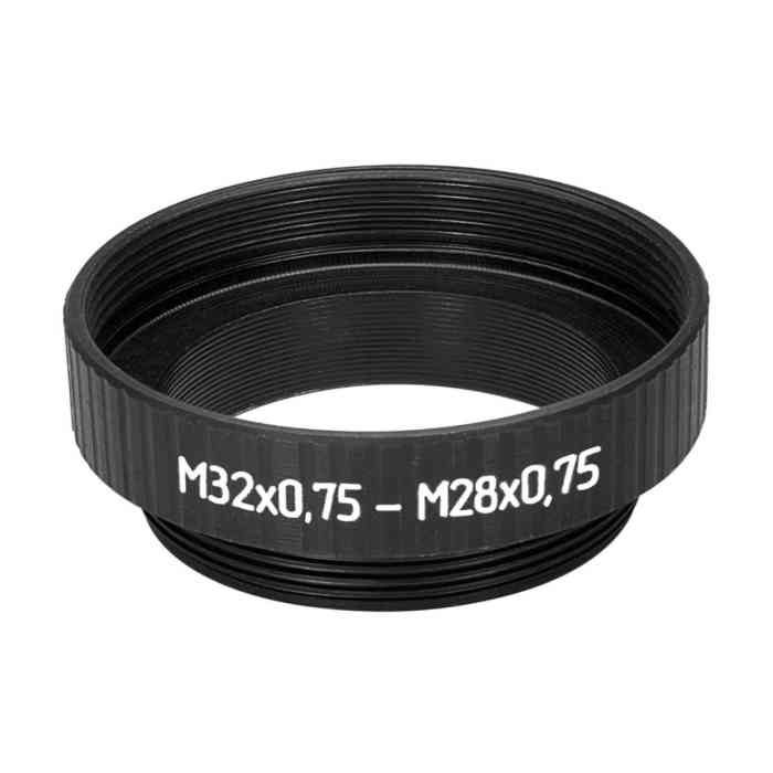 M28x0.75 male to M32x0.75 female thread adapter, black