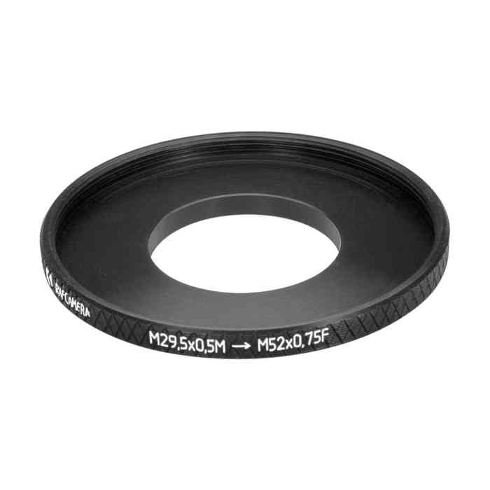 M29.5x0.5 male to M52x0.75 female thread adapter (filter step-up ring)