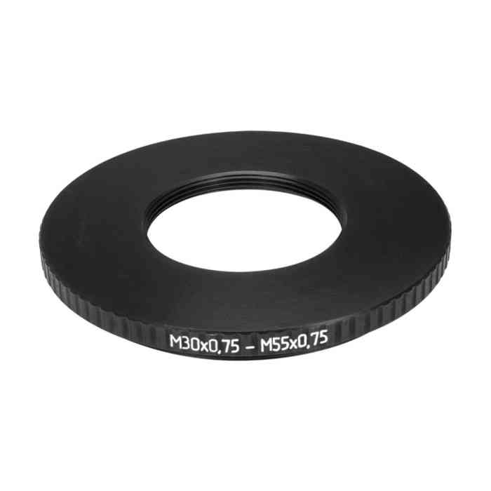 M55x0.75 male to M30x0.75 female thread adapter (55mm to 30mm step-down ring)