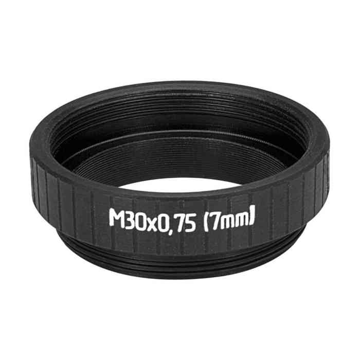 7mm extender for M30x0.75 microscope objectives, black