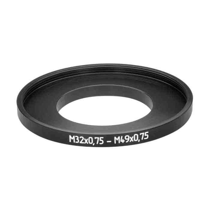 M32x0.75 male to M49x0.75 female filter adapter (step-up ring)