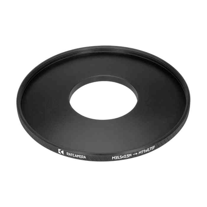 M35.5x0.5 male to M77x0.75 female filter step-up ring for Kiev-16U lenses