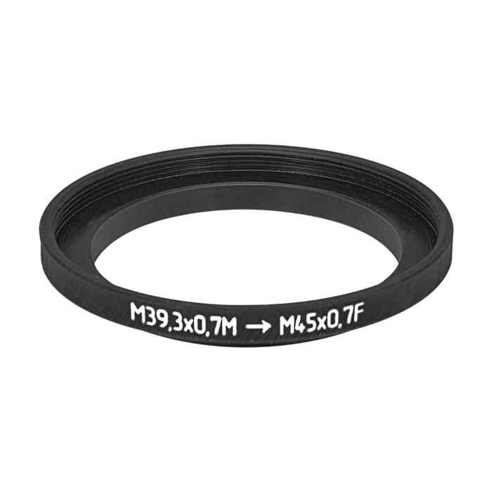 M39.3x0.7 male to M45x0.7 female thread adapter (39.3mm to 45mm step-up ring)