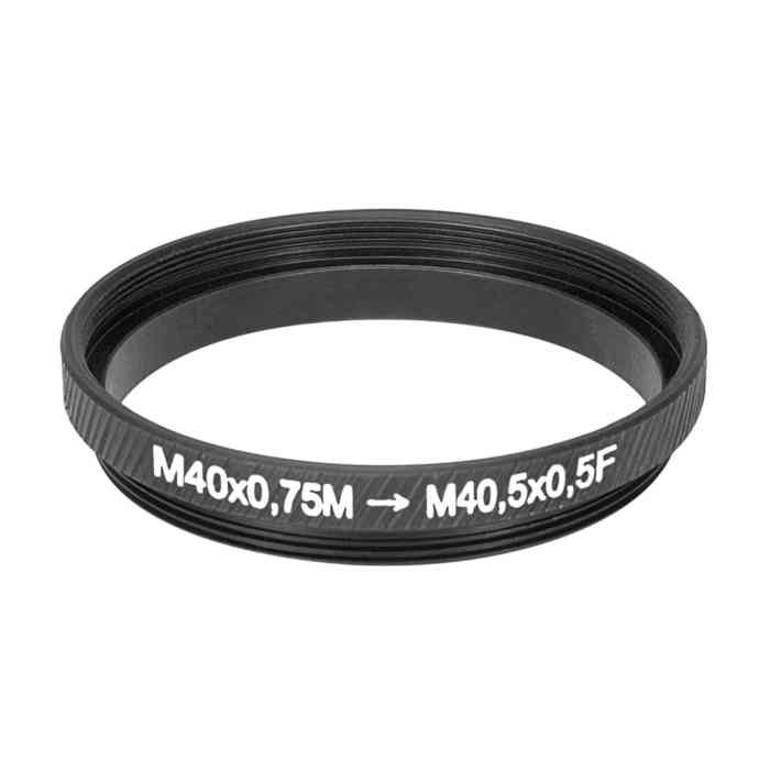 M40x0.75 male to m40.5x0.5 female thread adapter (40mm to 40.5mm step-up ring)