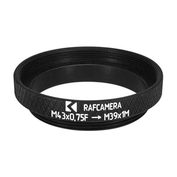 M43x0.75 female to M39x1 (LTM) male thread adapter for Raynox lens