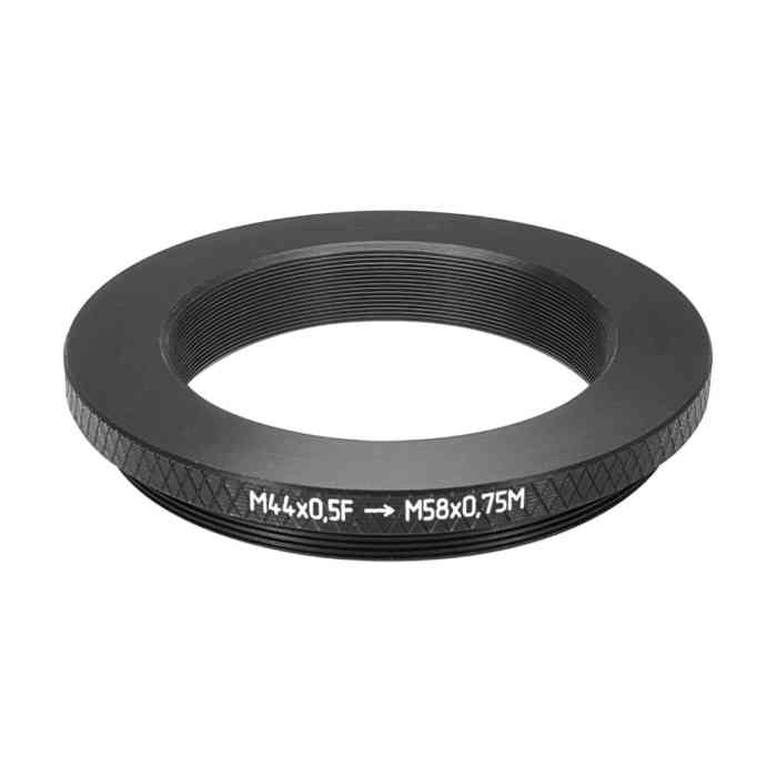 M44x0.5 female to M58x0.75 male thread adapter for LOMO 75mm optical blocks