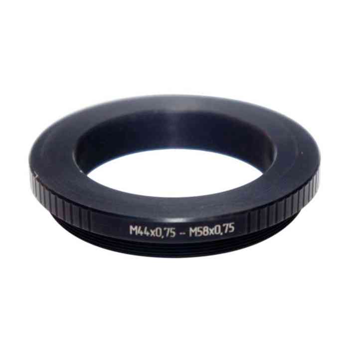 M44x0.75 to M58x0.75 thread adapter for LOMO 75mm optical blocks