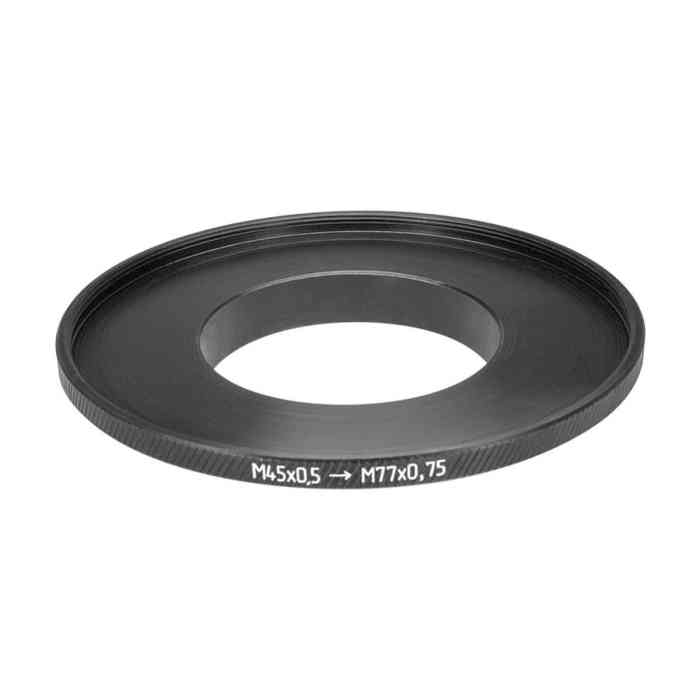M45x0.5 male to M77x0.75 female thread adapter (filter step-up ring), long