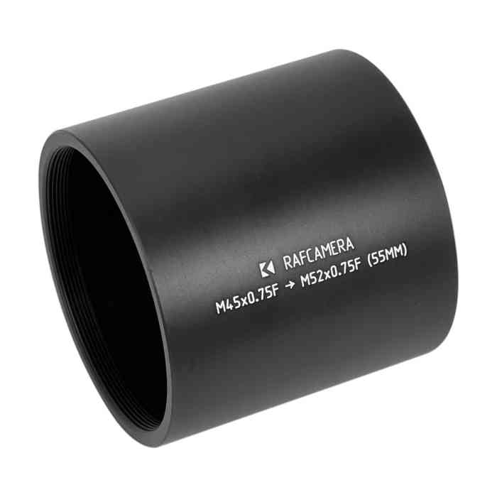 M52x0.75 to M45x0.75 thread adapter for Printing Nikkor 105mm lens, 55mm long