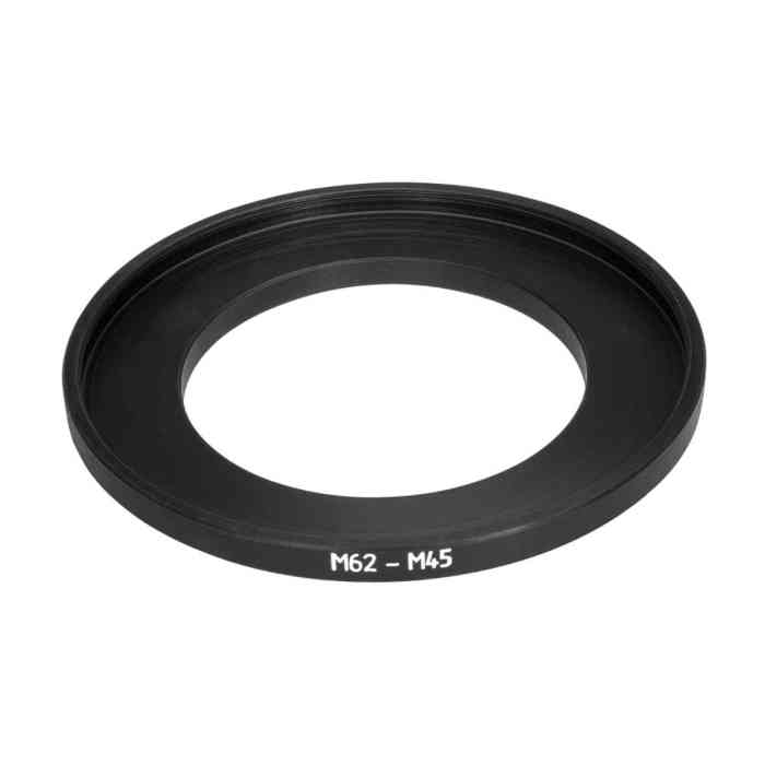 M45x0.7 male to M62x0.75 female thread adapter (45mm to 62mm step-up ring)
