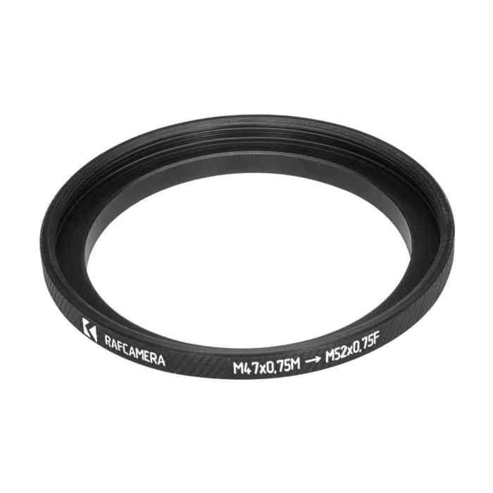 M47x0.75 male to M52x0.75 female thread adapter (47mm to 52mm step-up ring)