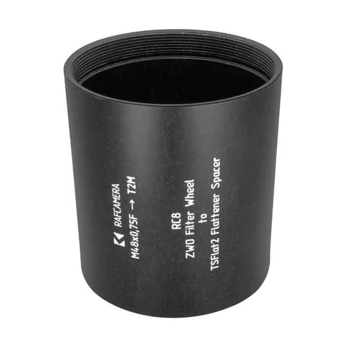 M48x0.75F female to T2 male thread adapter (RC8 ZWO to TSFlat2 flattener spacer)