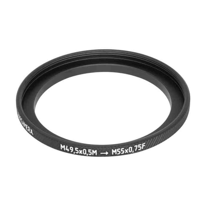 M49.5x0.5 male to M55x0.75 female thread adapter (49.5mm to 55mm step-up ring)