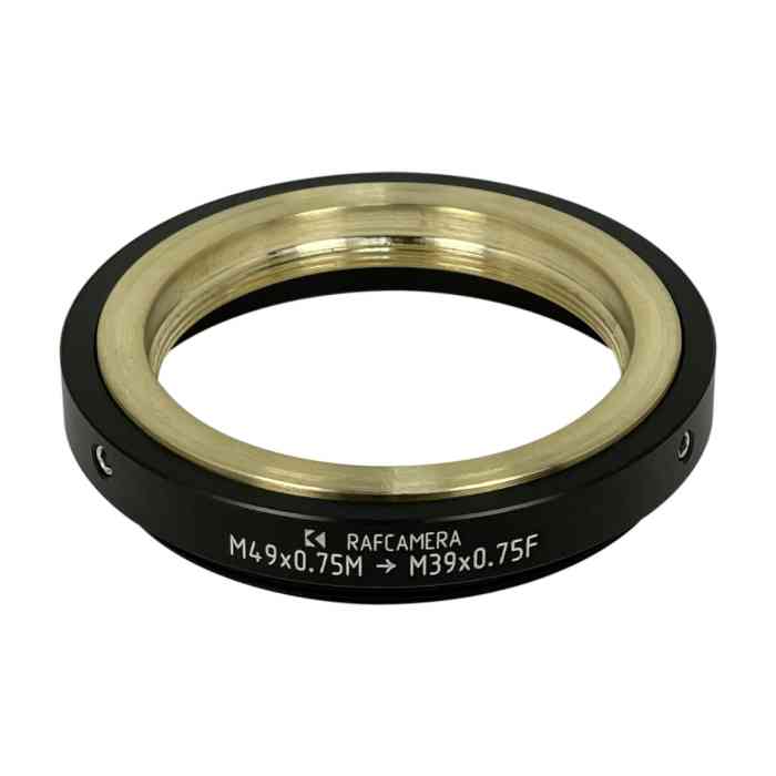 M49x0.75 male to M39x0.75 female step-down ring (adapter for Bolex 16/32/1.5x)