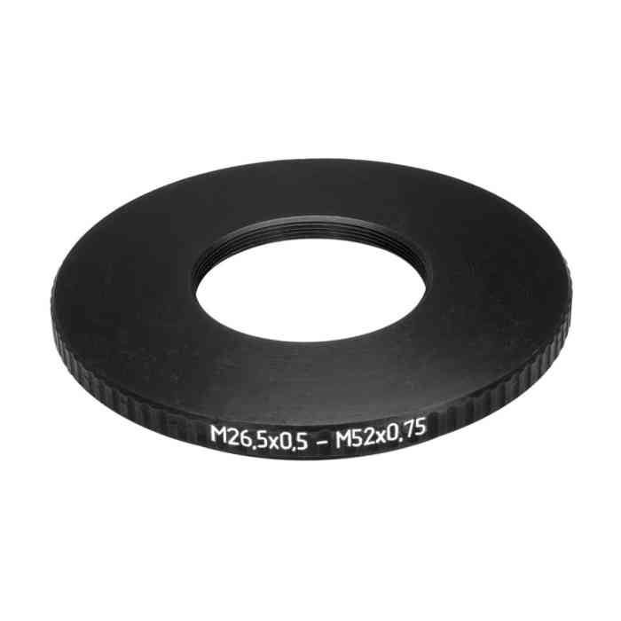 M52x0.75 male to M26.5x0.5 female thread adapter (52mm to 26.5mm step-down ring)
