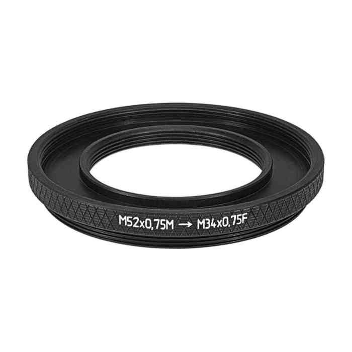 M52x0.75 male to M34x0.75 female thread adapter (52mm to 34mm step-down ring)