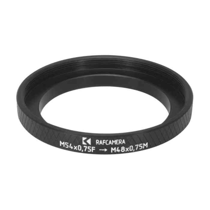 M54x0.75 female to M48x0.75 male thread adapter (48mm to 54mm step-up ring)