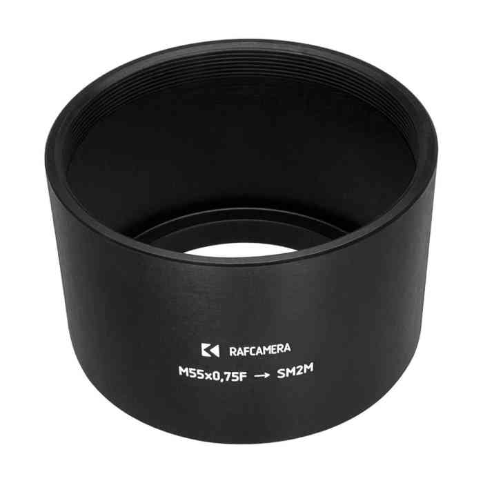 M55x0.75 female to SM2 male thread adapter for Nikon Rayfact VL 0.5x lens