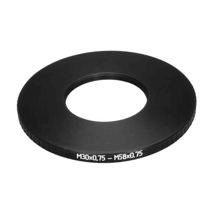 M58x0.75 male to M30x0.75 female thread adapter (58mm to 30mm step-down ring)