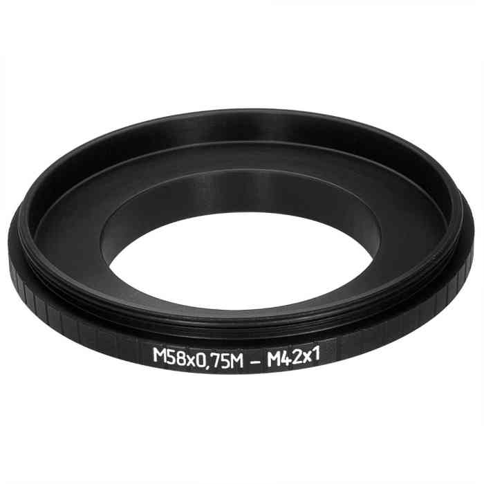 Reverse M58x0.75 male to M42x1 male thread mount adapter