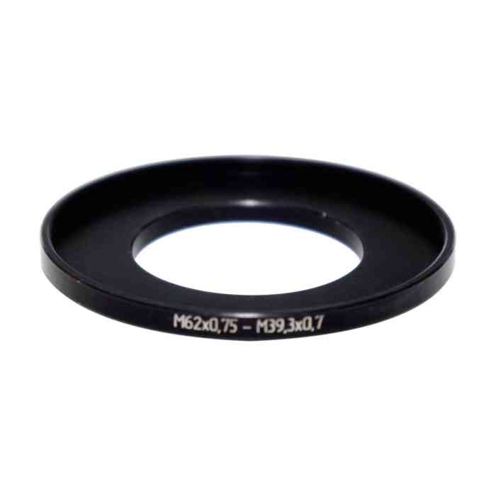 M39.3x0.7 male to M62x0.75 female thread adapter (39.3mm to 62mm step-up ring)