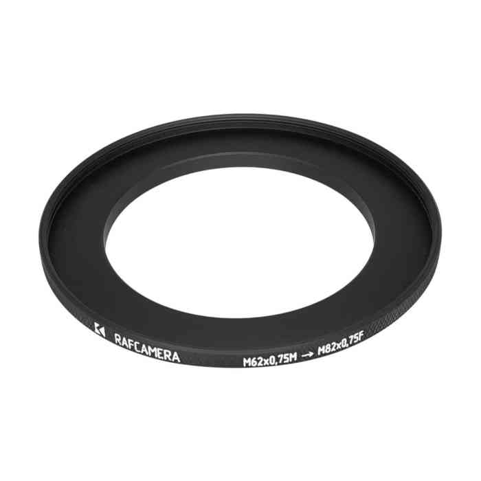 M62x0.75 male to M82x0.75 female thread adapter (62mm to 82mm step-up ring)