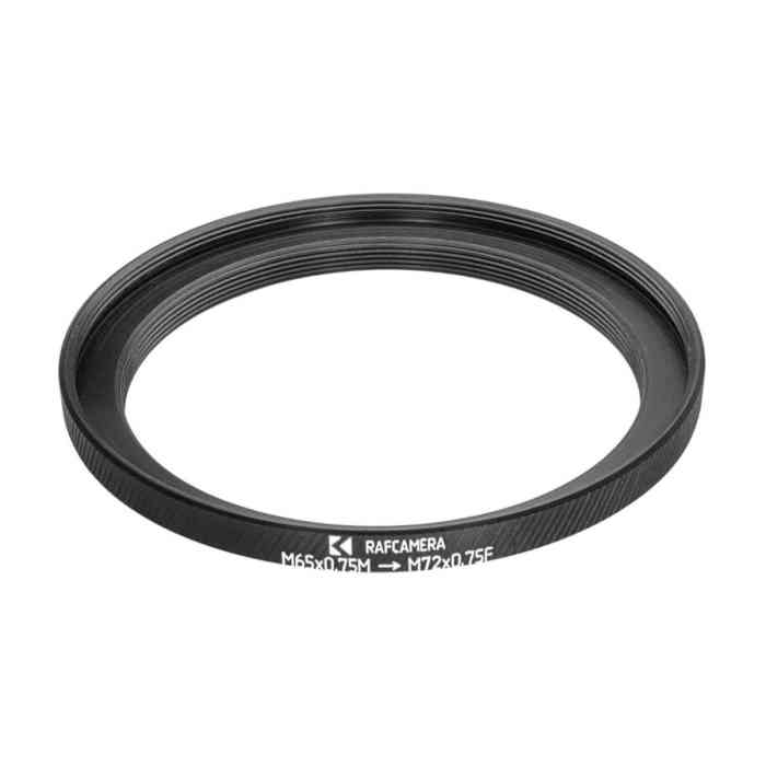 M65x0.75 male to M72x0.75 female thread adapter (step-up ring)