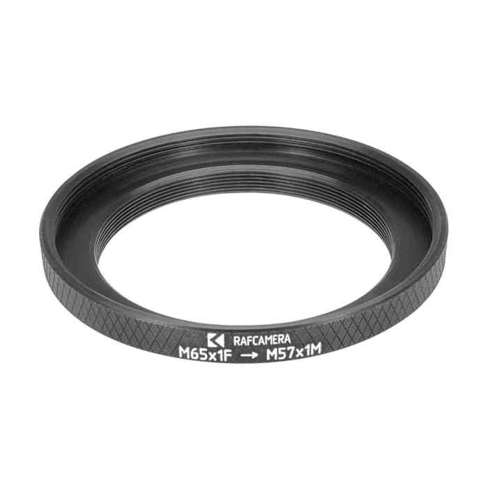 M65x1 female to M57x1 male thread adapter for Bronica focusing helicoids
