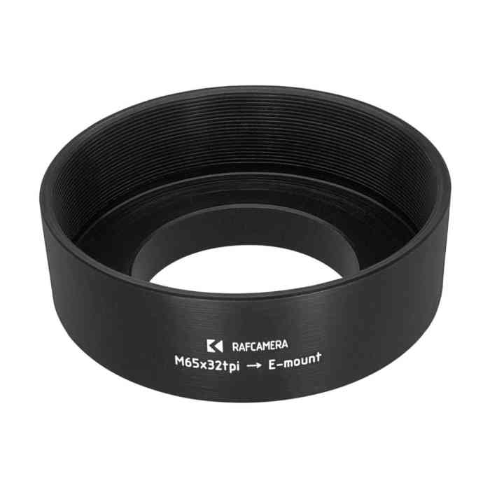 M65x32tpi female thread to Sony E-mount camera adapter for JML f0.85 64mm lens