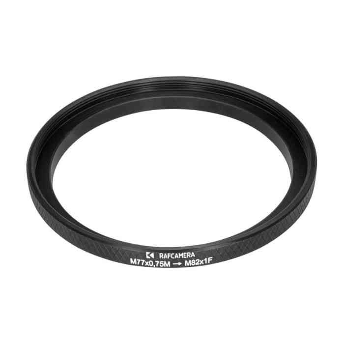 M77x0.75 male to M82x1 female thread adapter (77mm to 82mm step-up ring)