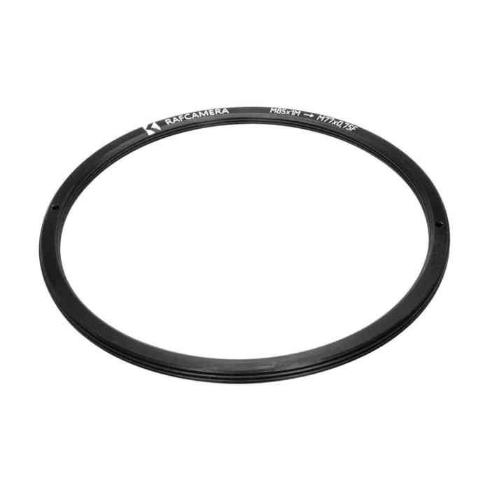 M85x1 male to M77x0.75 female thread adapter (filter step-down ring), flangeless