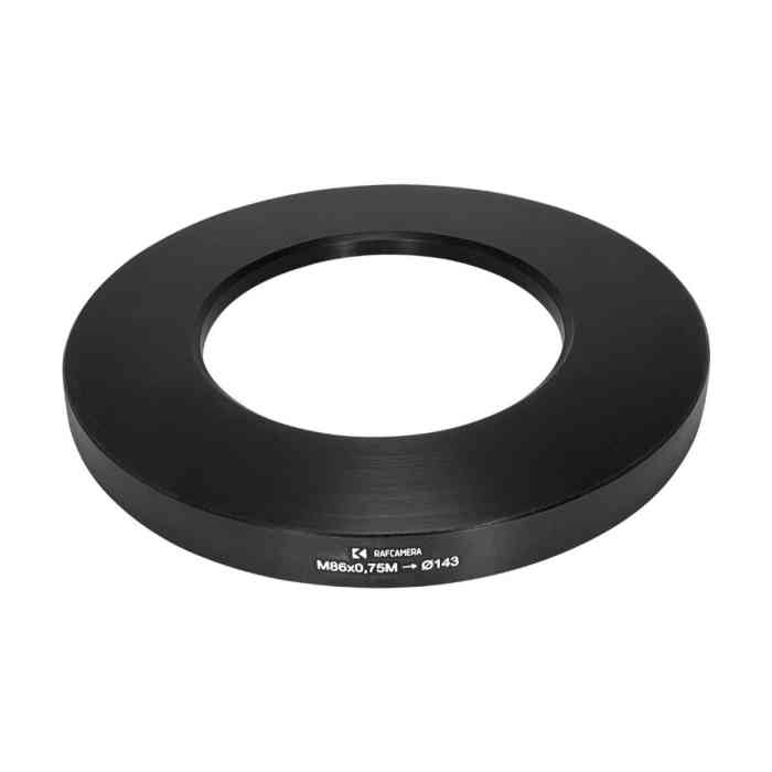 M86x0.75 male thread to 143mm outer diameter adapter (rear projecting)