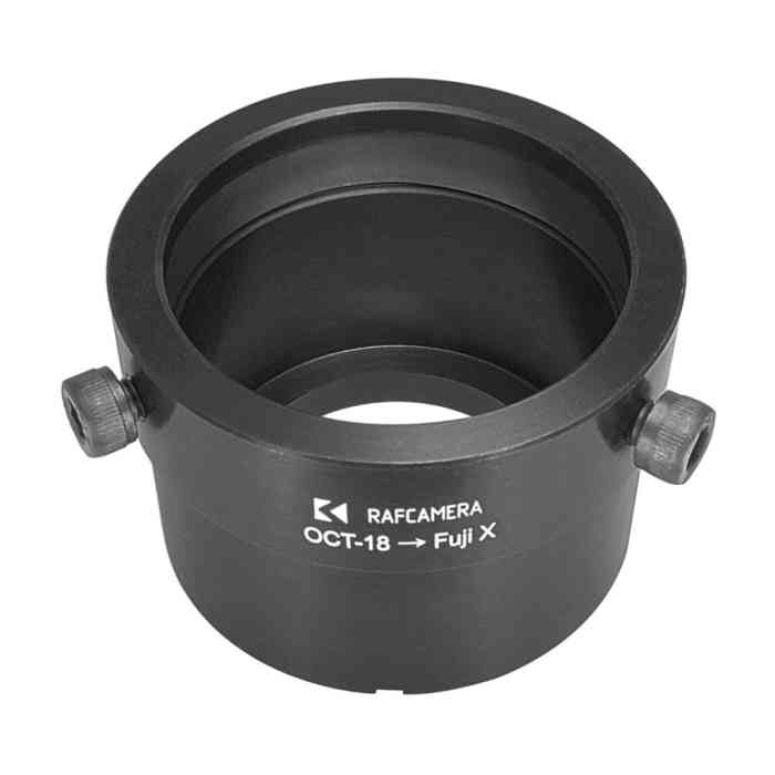 OCT-18 lens to Fujifilm X-mount camera mount adapter, simplified