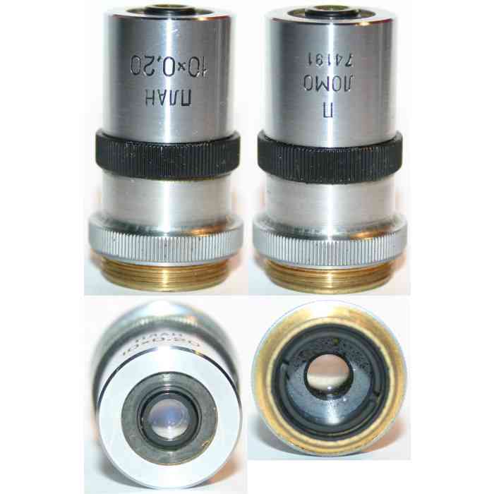 LOMO Microscope Objective - Planachromat 10x0.20 (Polarized)