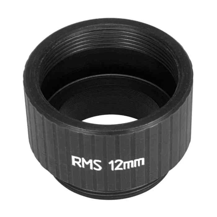 12mm adapter to match parfocal heights of DIN and RMS objectives, black