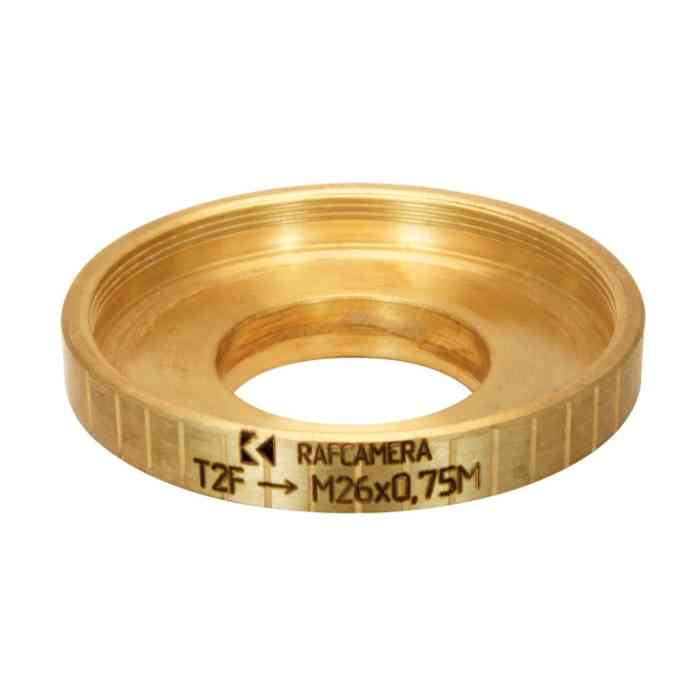 T2 female to M26x0.75 male thread adapter for binoviewers, bronze