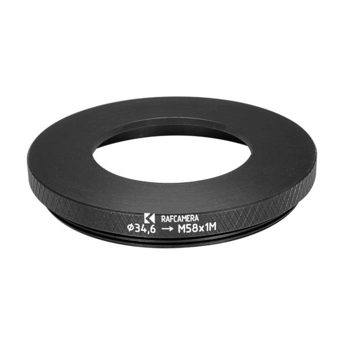 34.6mm bore to M58x1 male thread adapter for shutters