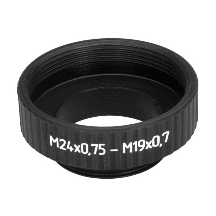 M19x0.75 male to M24x0.75 female thread adapter, black