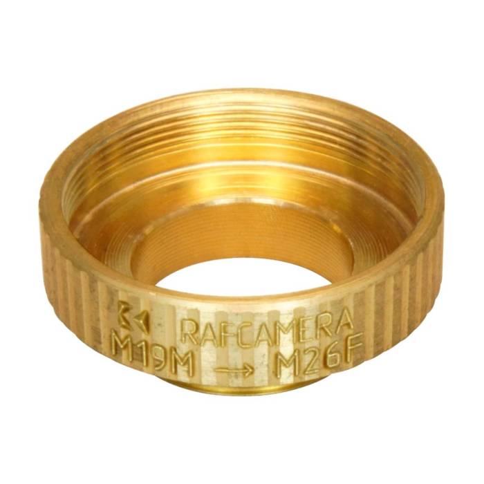 M19x0.75 male to M26x0.75 female thread adapter, bronze