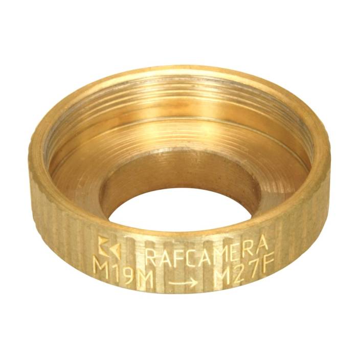 M19x0.75 male to M27x0.75 female thread adapter, bronze