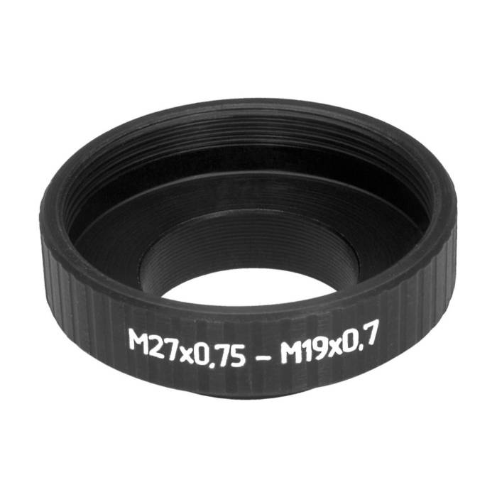 M19x0.75 male to M27x0.75 female thread adapter, black