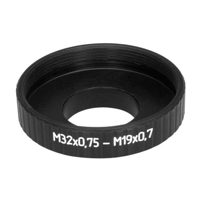 M19x0.75 male to M32x0.7 female thread adapter, black