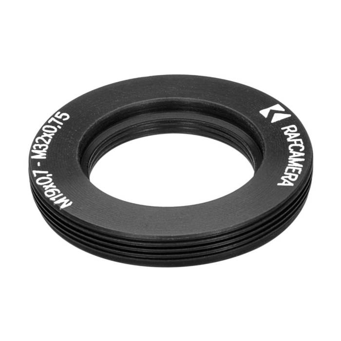 M32x0.75 male M19x0.75 female thread adapter, flangeless, black