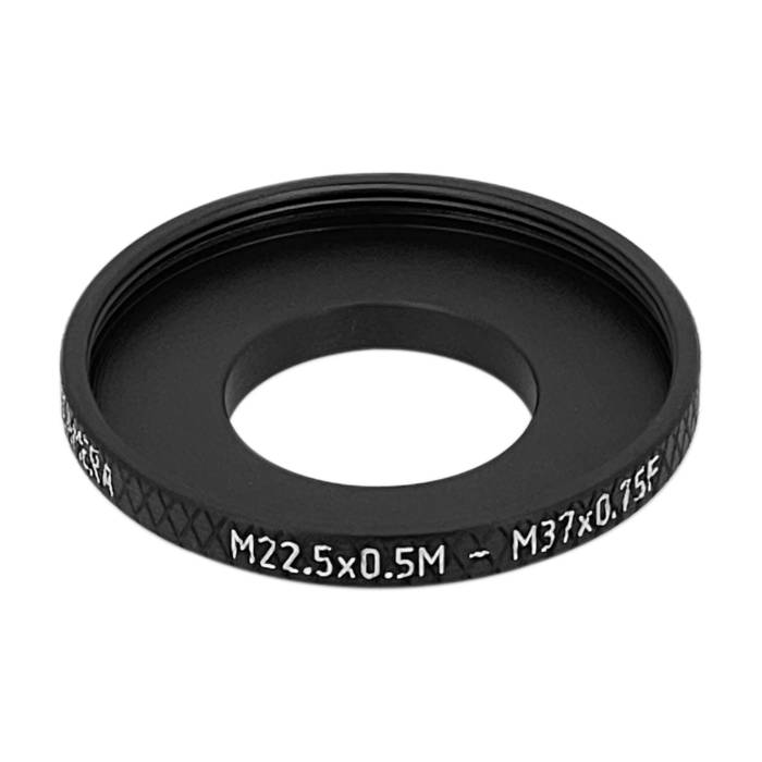 M22.5x0.5 male to M37x0.75 female thread adapter