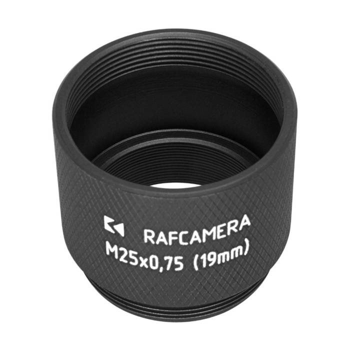 19mm extender for M25x0.75 microscope objectives, black