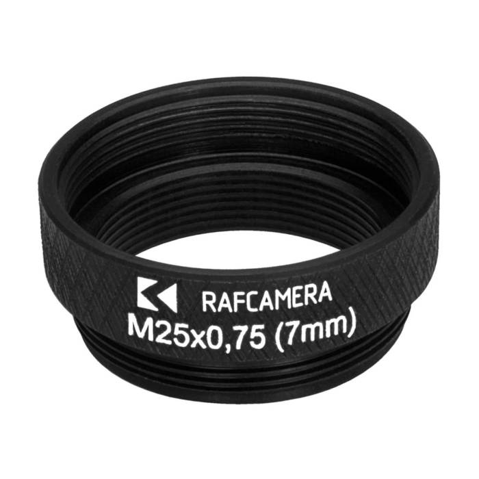 7mm extender for M25x0.75 microscope objectives, black