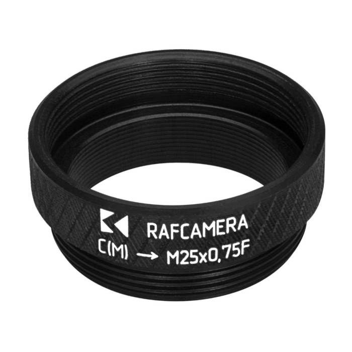 M25x0.75 female thread to C-mount camera adapter, black