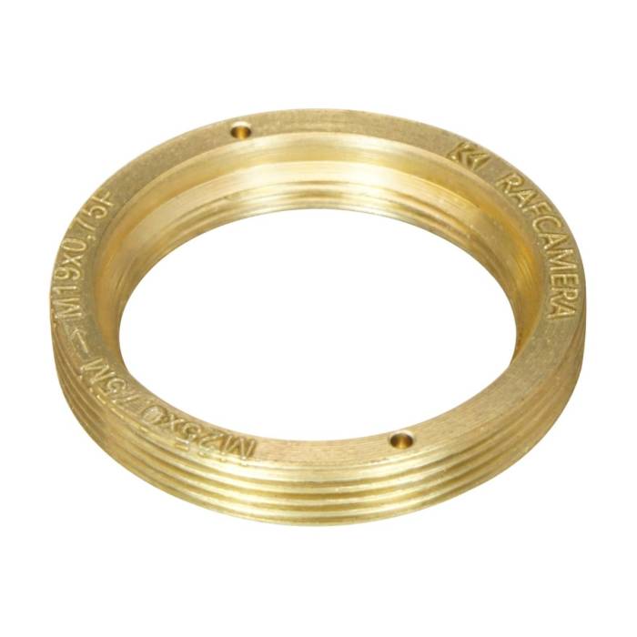 M25x0.75 male to M19x0.75 female thread adapter, flangeless, bronze
