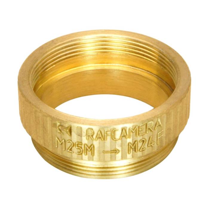 M25x0.75 male to M24x0.75 female thread adapter, bronze