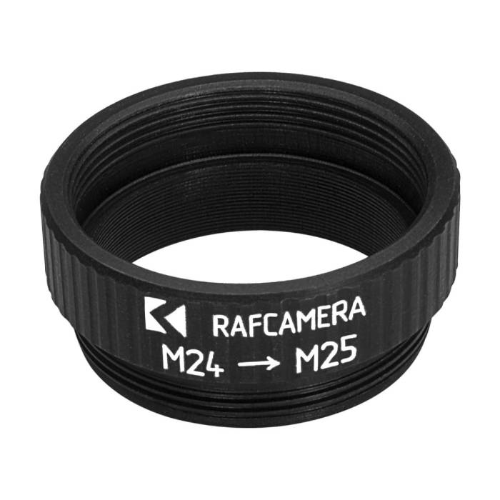 M25x0.75 male to M24x0.75 female thread adapter, black